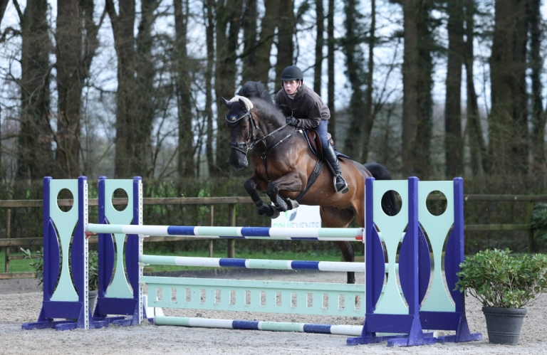 Bild von Fiete und Thabab Hier sind ein Trainingsbild von Fiete und Thabab über dem Sprung.